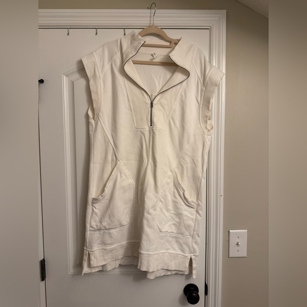 Cream Sleeveless Dress with Zip Detail